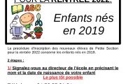 Inscription à l'école année 2022-2023