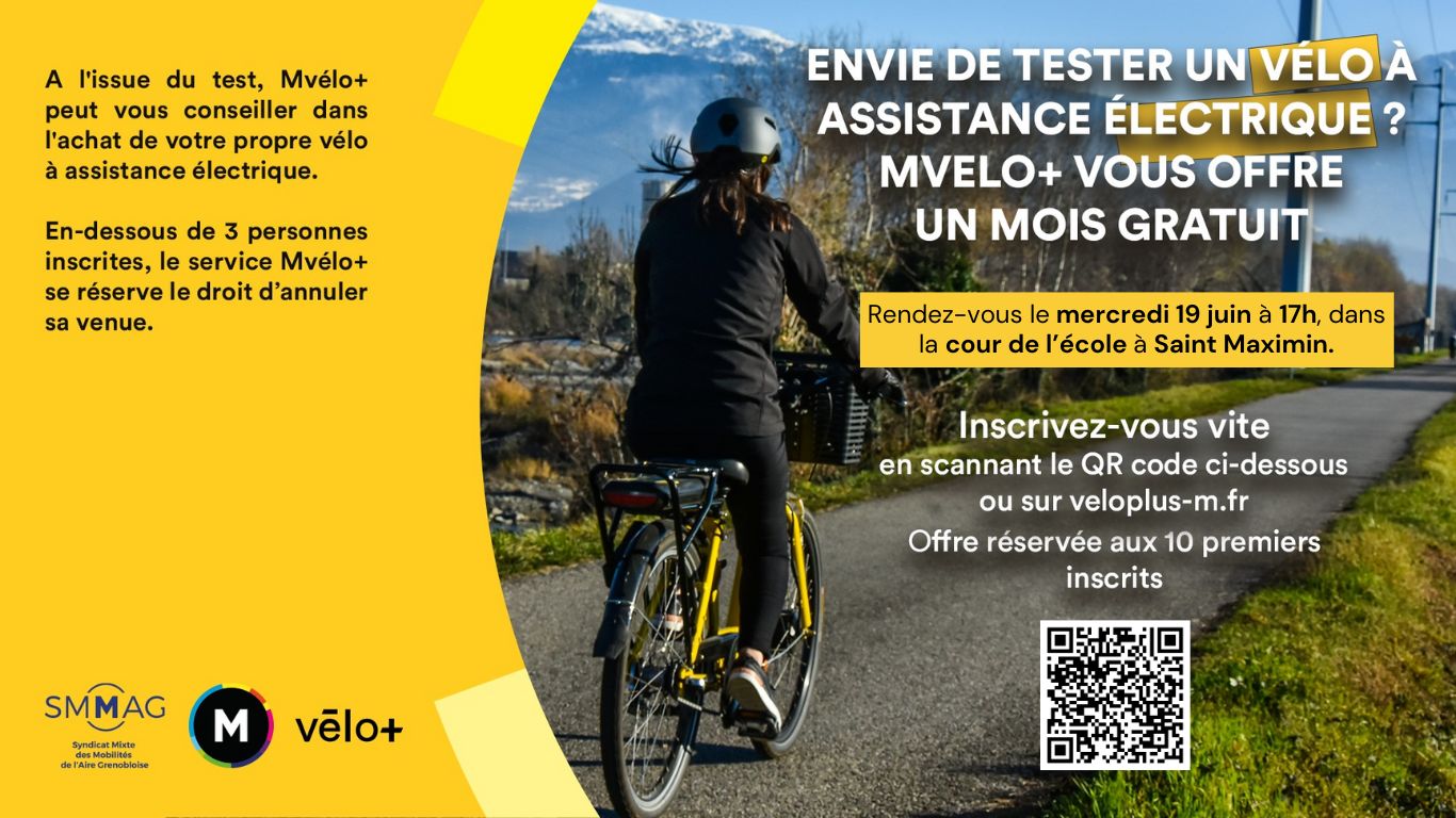 Habitants de Saint-Maximin : Envie de tester un vélo à assistance électrique ? Mvélo+ vous offre un mois gratuit !